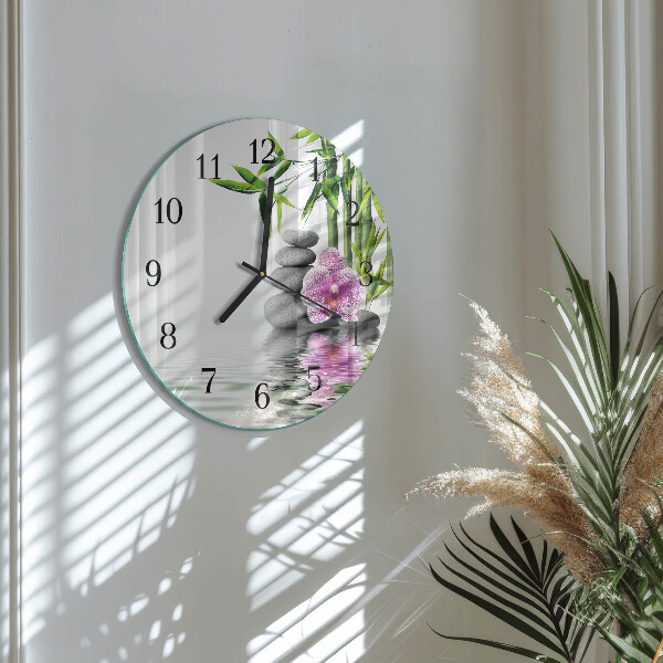 Round wall clock Orchid Stones