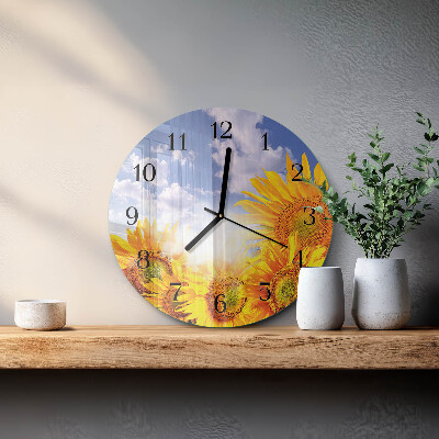 Round wall clock Sunflowers