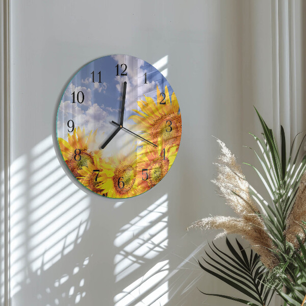 Round wall clock Sunflowers
