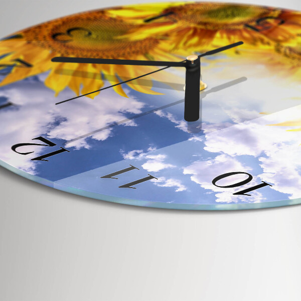 Round wall clock Sunflowers