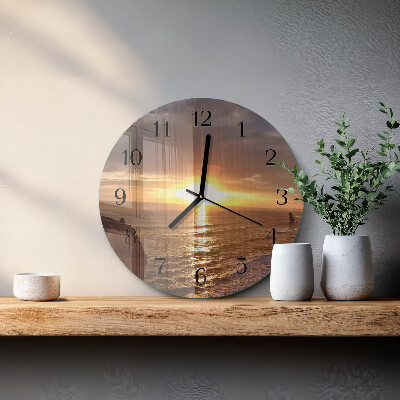 Round wall clock Sunset