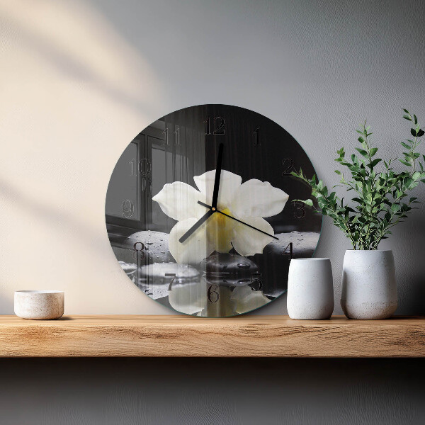Round wall clock Orchid Stones