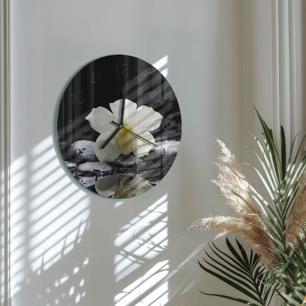 Round wall clock Orchid Stones