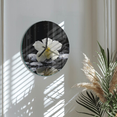Round wall clock Orchid Stones