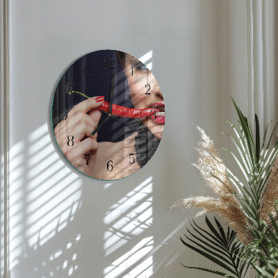 Round wall clock Chili pepper