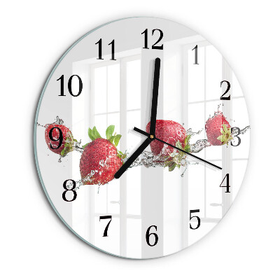 Round wall clock Strawberries in water