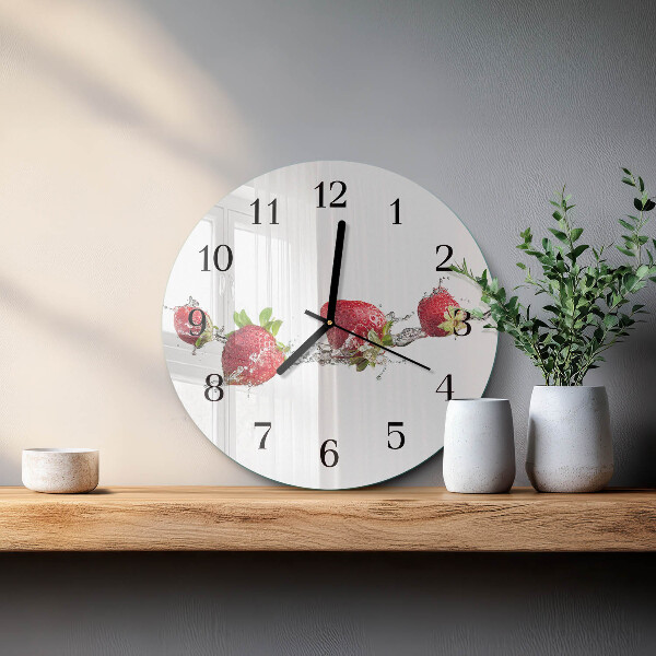 Round wall clock Strawberries in water