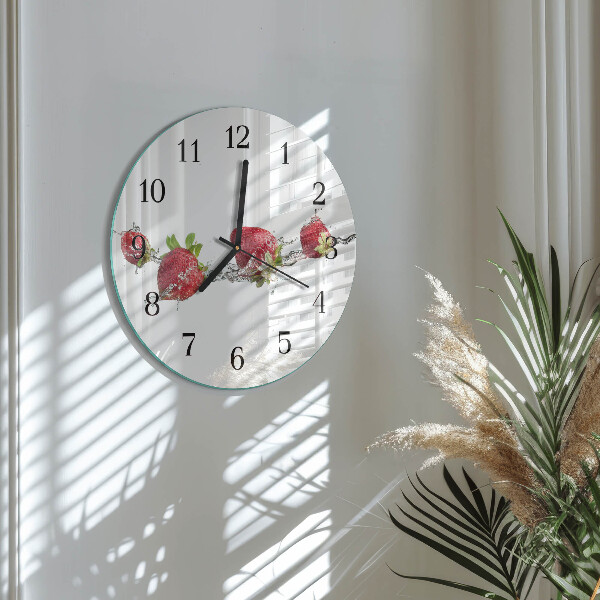 Round wall clock Strawberries in water