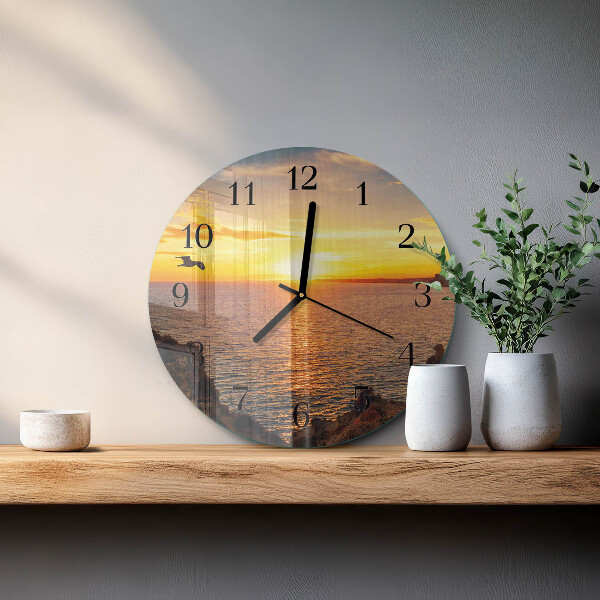 Round wall clock Sunset