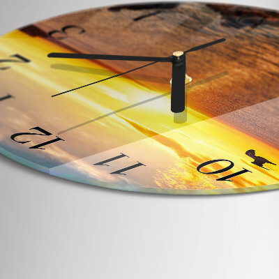 Round wall clock Sunset