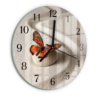 Round wall clock Butterfly