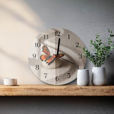 Round wall clock Butterfly