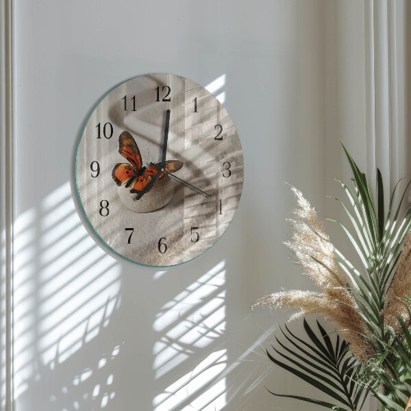 Round wall clock Butterfly
