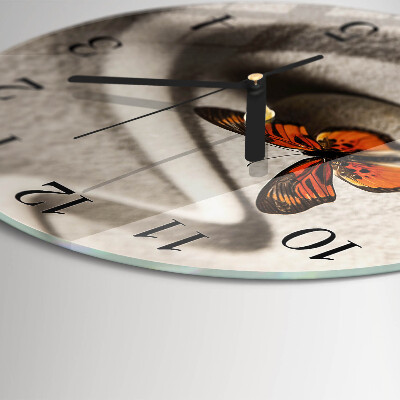Round wall clock Butterfly