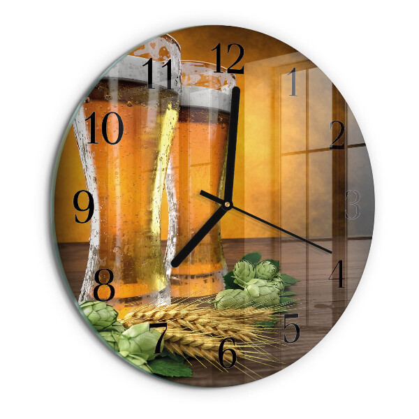 Round wall clock Glasses of beer