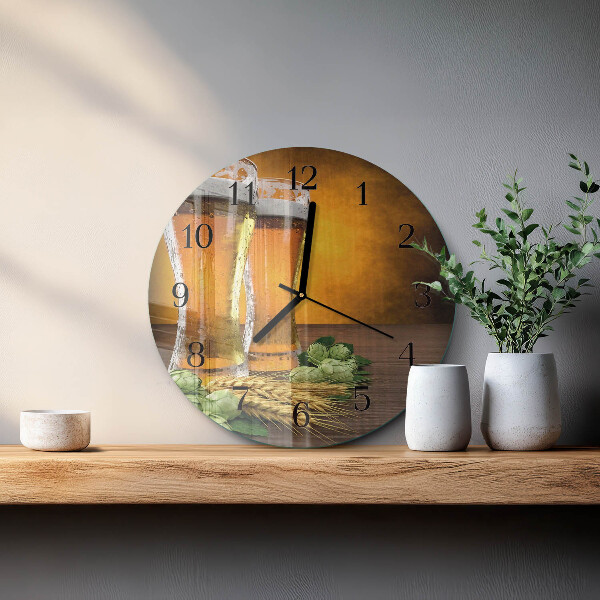 Round wall clock Glasses of beer