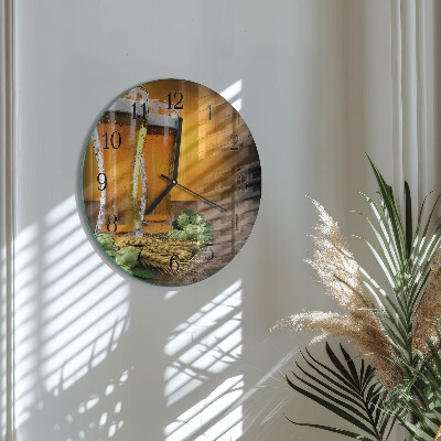 Round wall clock Glasses of beer