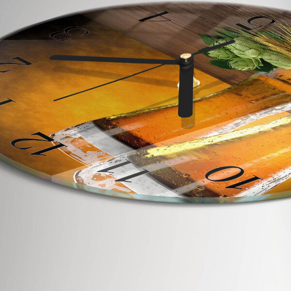 Round wall clock Glasses of beer