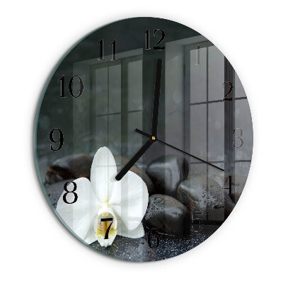 Round wall clock Flower and stones