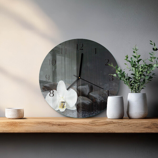 Round wall clock Flower and stones