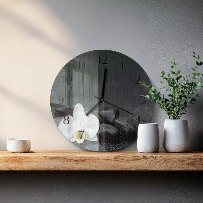Round wall clock Flower and stones