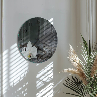 Round wall clock Flower and stones