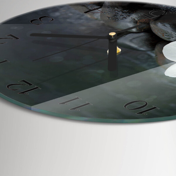 Round wall clock Flower and stones