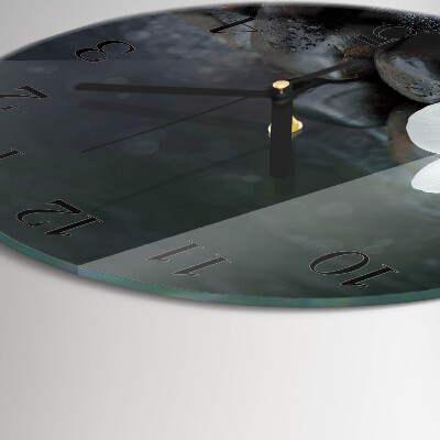 Round wall clock Flower and stones
