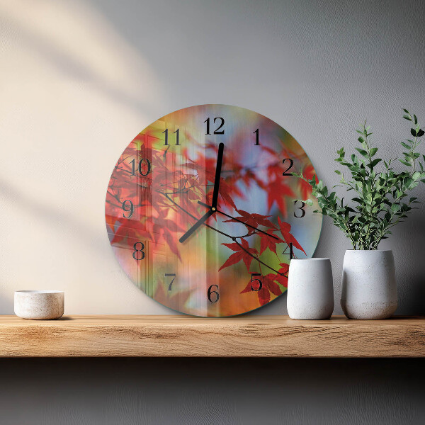 Round wall clock Maple Leaves