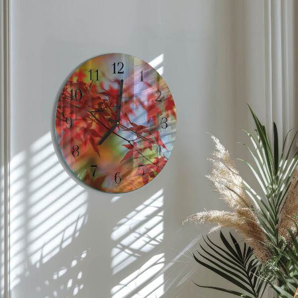 Round wall clock Maple Leaves