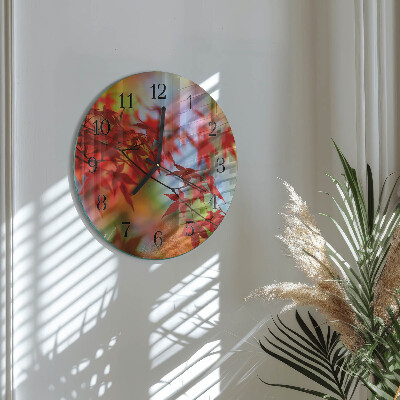 Round wall clock Maple Leaves