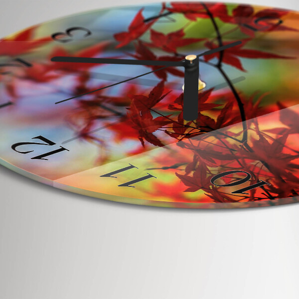 Round wall clock Maple Leaves