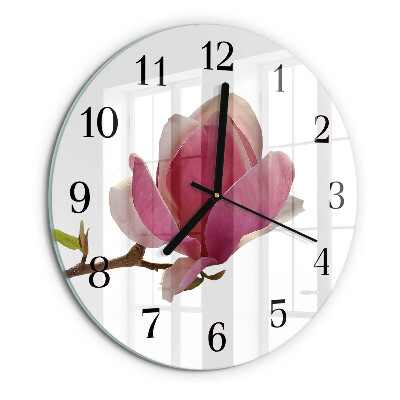 Round wall clock Magnolia Flower