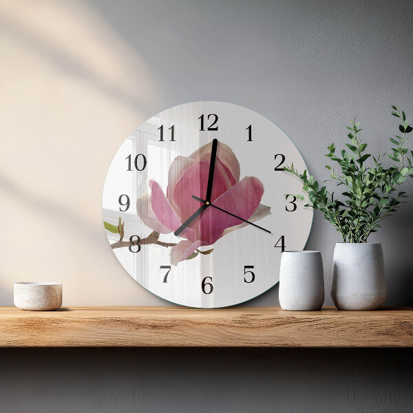 Round wall clock Magnolia Flower