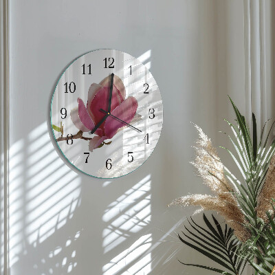 Round wall clock Magnolia Flower
