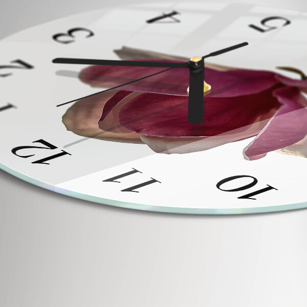Round wall clock Magnolia Flower
