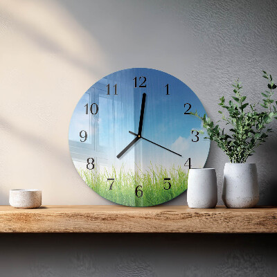Round wall clock Grass