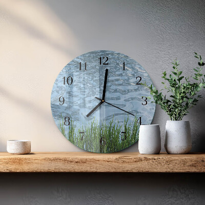 Round wall clock Grass Water