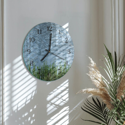 Round wall clock Grass Water
