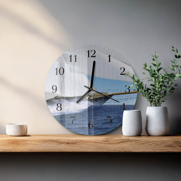 Round wall clock Sailboat
