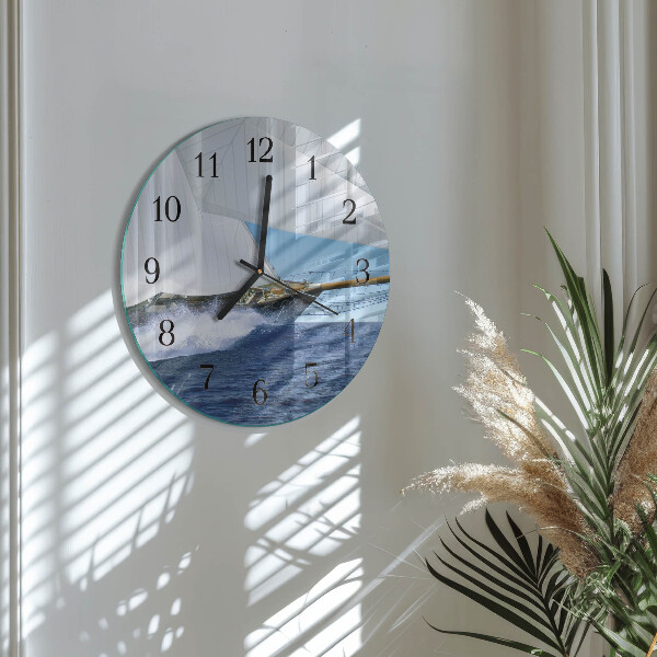 Round wall clock Sailboat