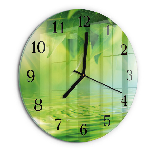 Round wall clock Leaves