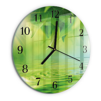 Round wall clock Leaves