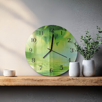 Round wall clock Leaves