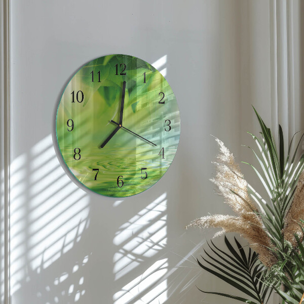 Round wall clock Leaves