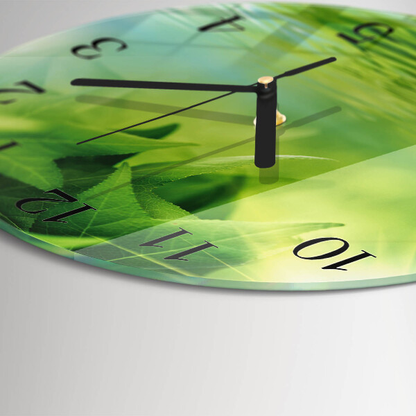 Round wall clock Leaves