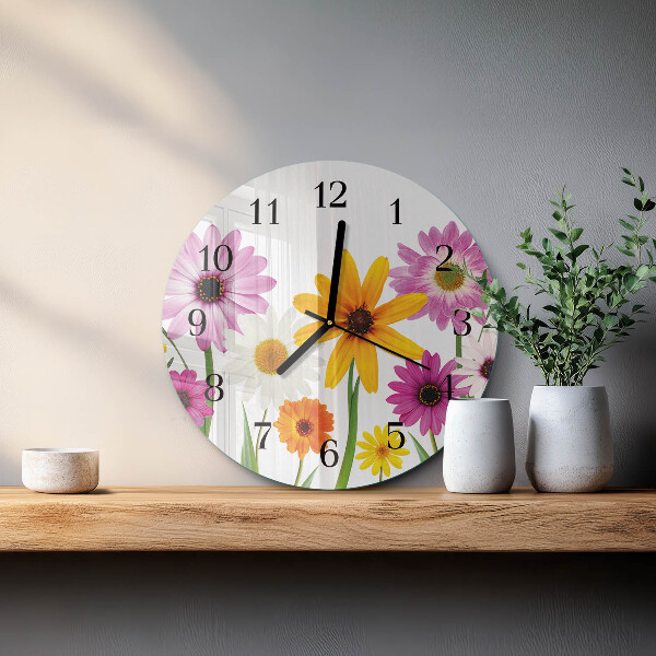 Round wall clock Flowers
