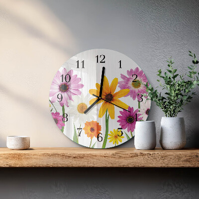 Round wall clock Flowers