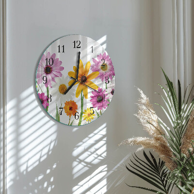 Round wall clock Flowers
