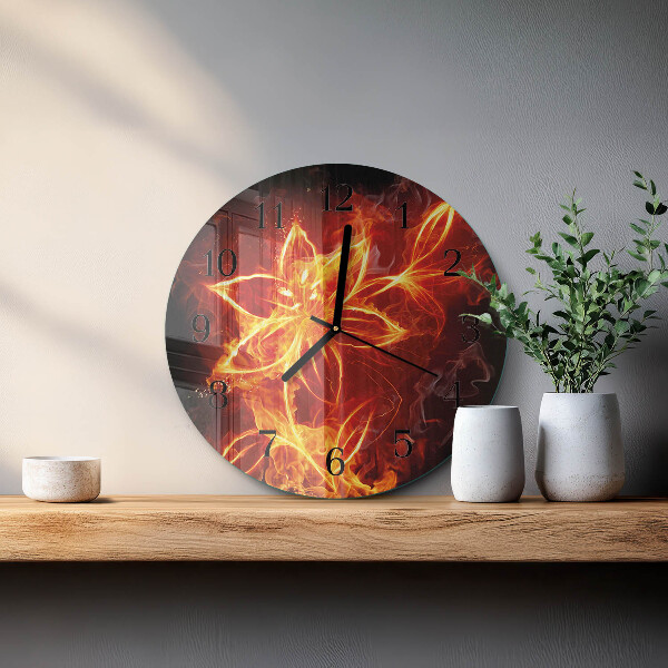 Round wall clock Fire Flower